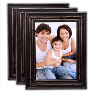 BLACK Rustic Solid Wood Acrylic Glass Picture Frames 11x14”(3-Pack)